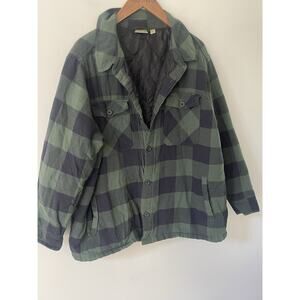 Adventuridge Plaid Barn Shacket Mens Chore Jacket XL Green Black Check Cotton
